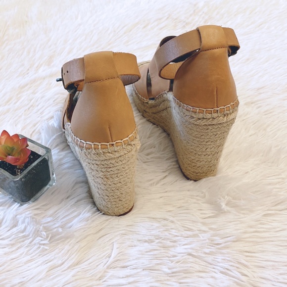 Treasure&Bond | Tan Leather Platform Espadrille wedges sandals women size 8 - Picture 7 of 8